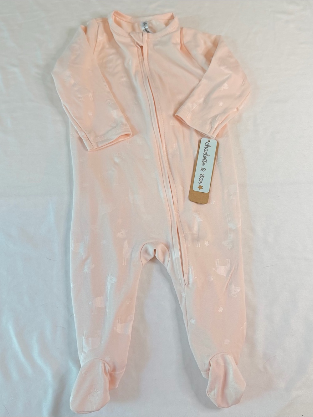 Charlotte & Star Baby Girl Giraffe Star Footed Sleeper Pink 3-6M NWT